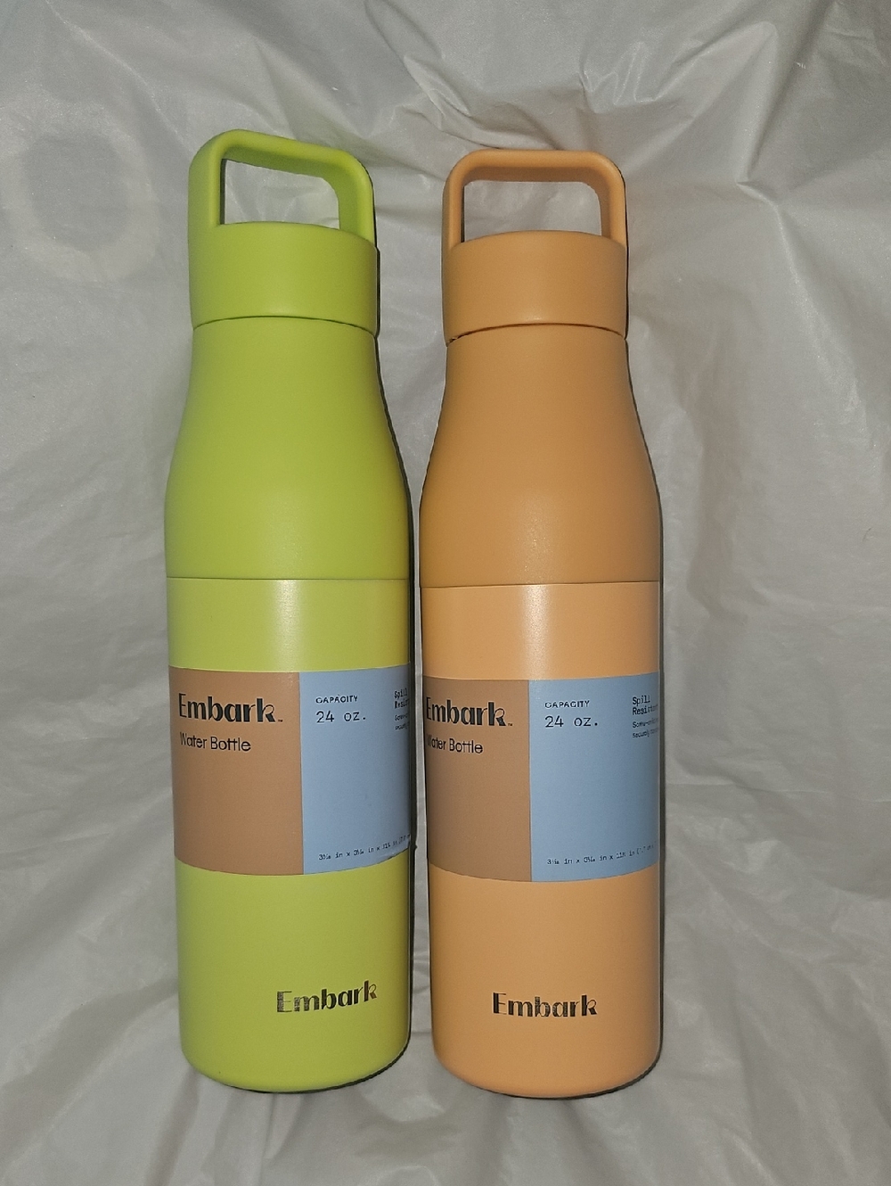 Embark 24 oz Water Bottle - Yellow/Green & Light Orange Screw-Top Lot of 2, New - Picture 2 of 15